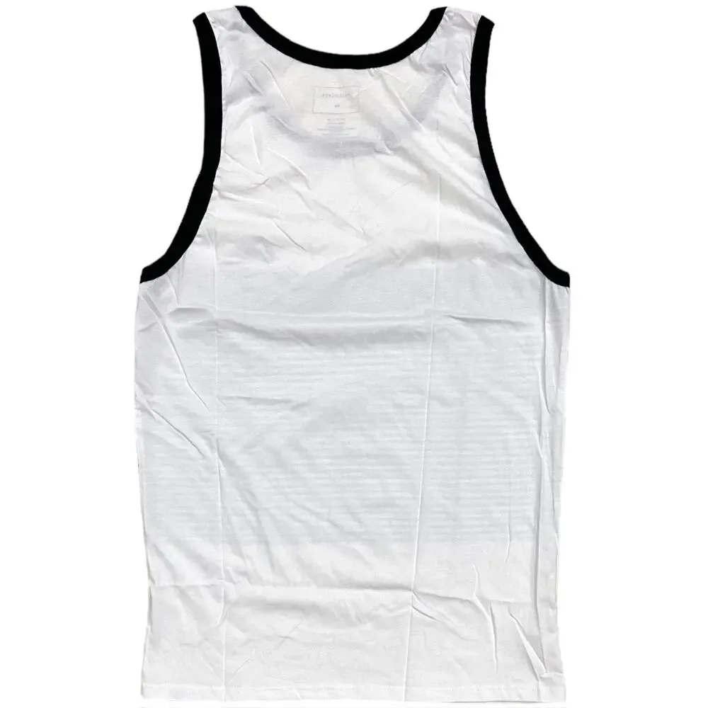 Quiksilver Men's Tank Top T-Shirt Stripe Tijuana White Grey Sleeveless Tee - Picture 2 of 2